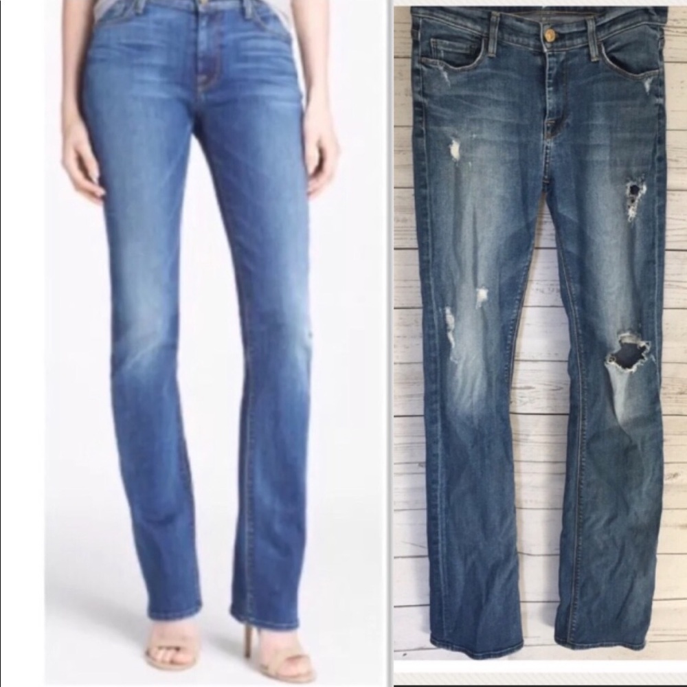 7 For All Mankind Distressed Skinny Bootcut Jeans Light Wash Flare 26 Y2K Grunge